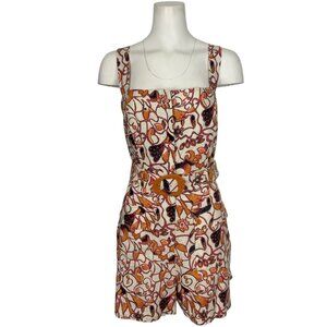 House Of Harlow 1960 Linen Blend Romper 12 Floral
